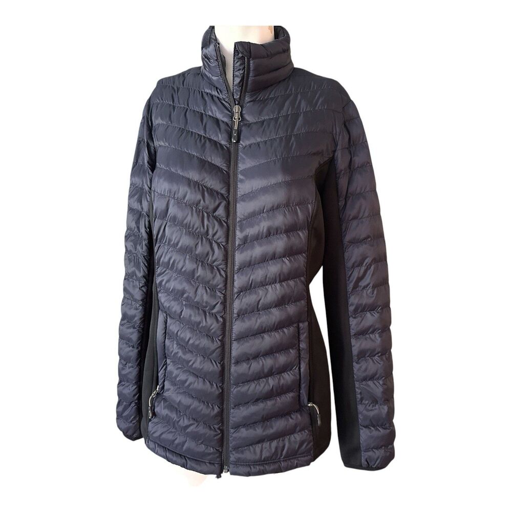 32 Degrees Ladies' Jacket Size M Black blueish  packable hip‎ lenght